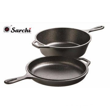 Gewürzte Gusseisen 3 Quart Dutch Ofen Set mit Skillet Deckel